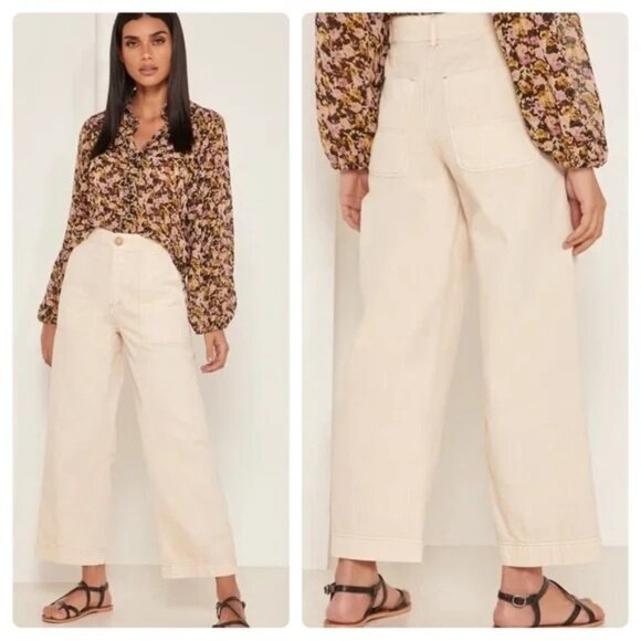 Free People Pants - Free People Sunday Skies Ankle Cropped Jean Wide leg high rise Pants 12